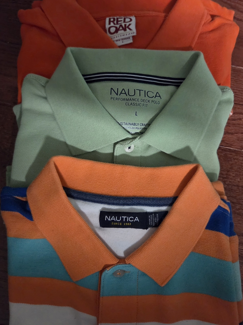 2 Nautica and 1 Red Oak Men’s Large Polo Shirts Multicolor